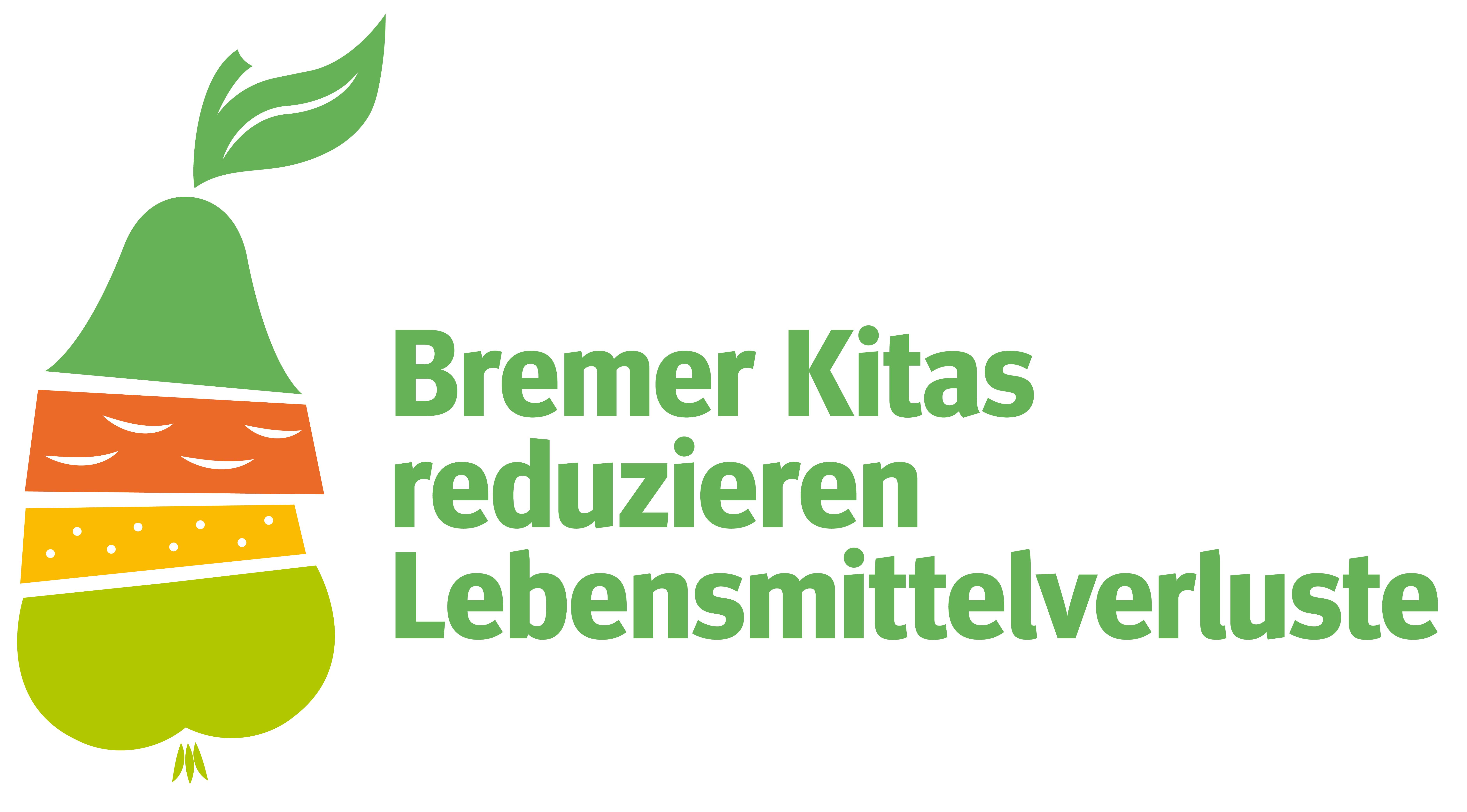 Illustration einer Birne die in vier bunten Scheiben dargestellt ist. Rechts daneben der Titel des Projekts.