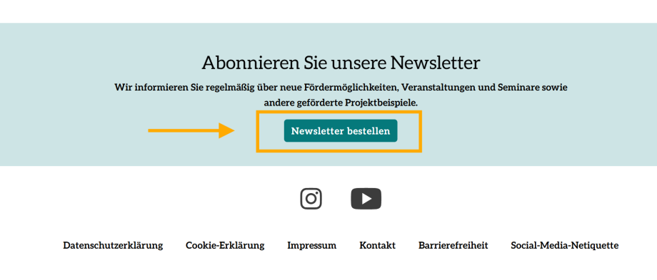 Unterer Websitebereich zum Thema Newsletter-Anmeldung