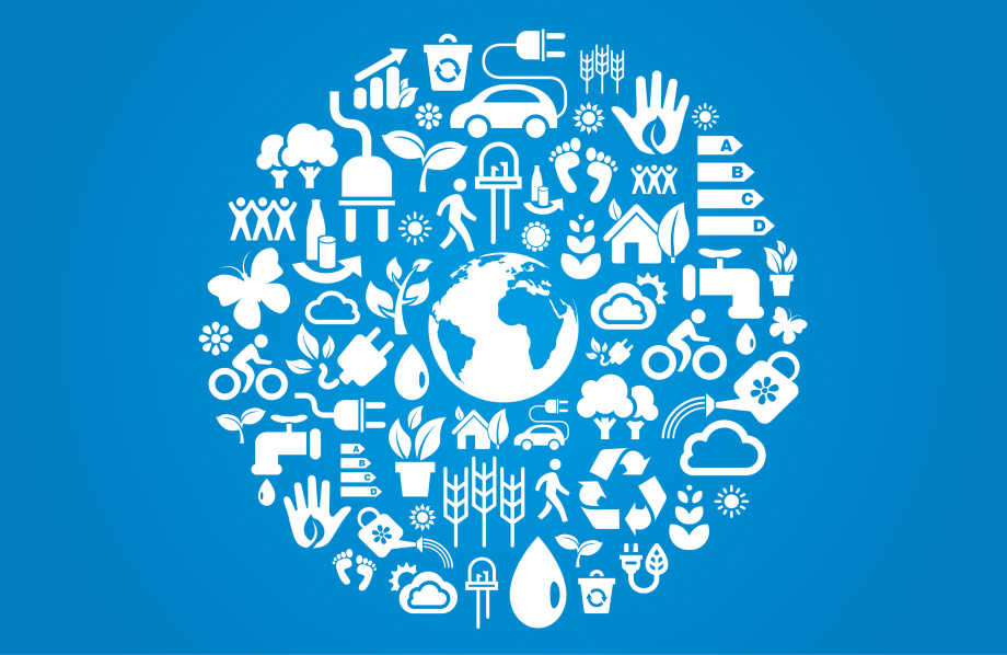 Das Logo der Nationalen Klimaschutzinitiative: Eine weiß-blaue Weltkugel, neben der rechts der Text steht: "Nationale Klimaschutzinitiative"