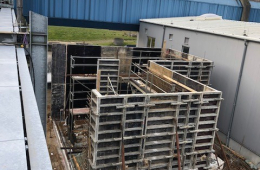 Die umrüstete Wandschalung der Anlage
