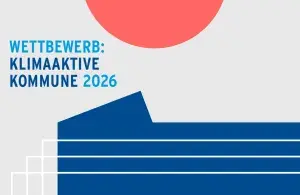 Verschiedene geometrische Formen deuten die Silhouette von einer Sonne hinter einem Gebäude an.